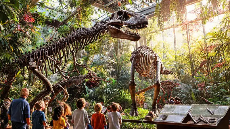 Museo de dinosaurios con asombrosos modelos