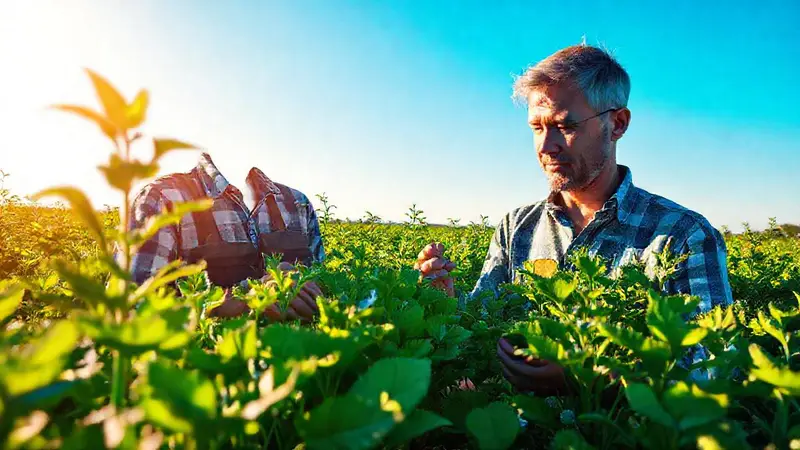 Campos agrícolas vibrantes con tecnología innovadora