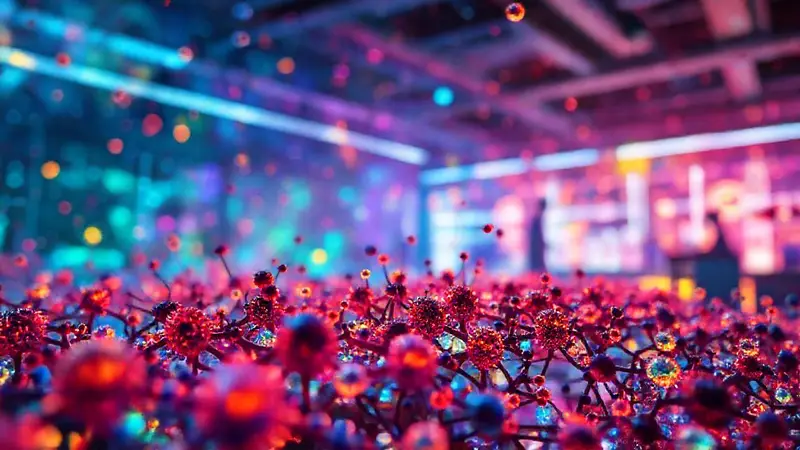 Nanostructuras y tecnología en un laboratorio futurista