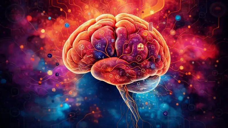 Diseño abstracto de cerebro y psicología interconectada