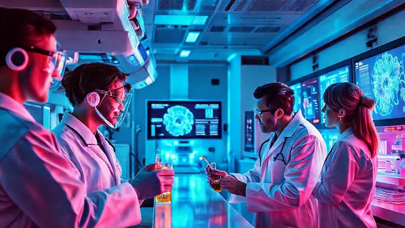 Laboratorio futurista con tecnología médica avanzada