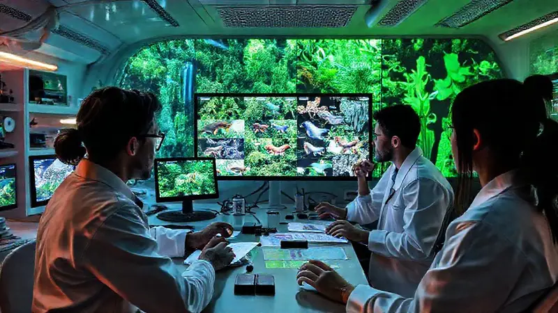 Científicos analizan biodiversidad en laboratorio futurista