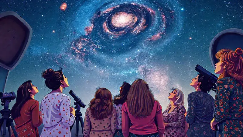 Mujeres astrónomas unidas explorando el universo