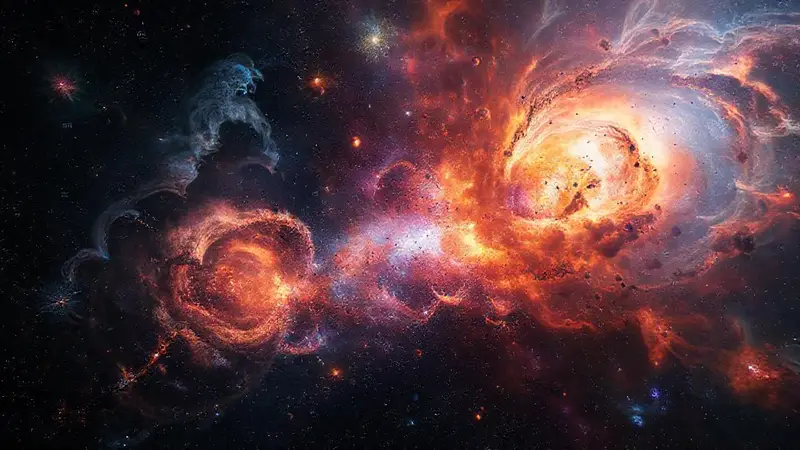 Explosiones cósmicas y galaxias en caos armonioso