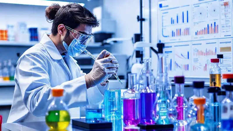 Químico analiza muestras en laboratorio moderno