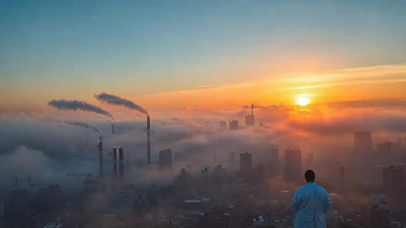 Cielo despejado entre la contaminación urbana