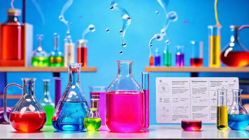 Laboratorio químico colorido y educativo