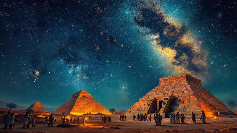Cielos antiguos con rituales y culturas diversas