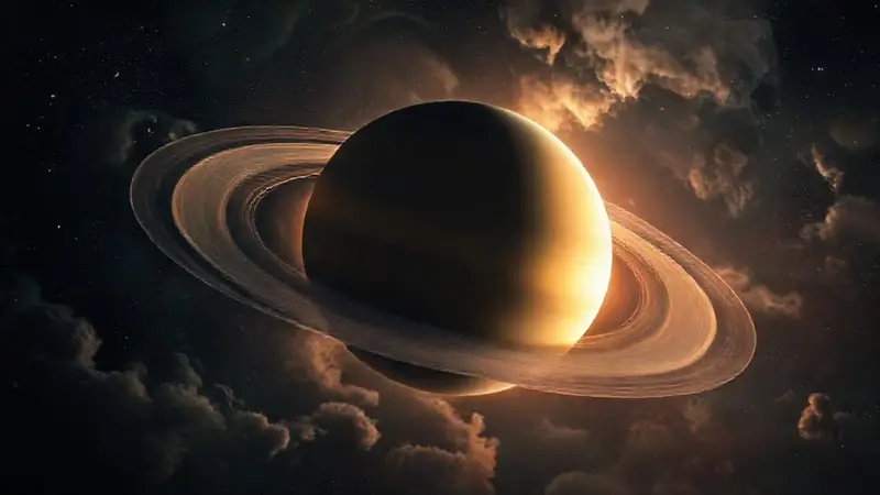 Vista majestuosa de Saturno con anillos vibrantes