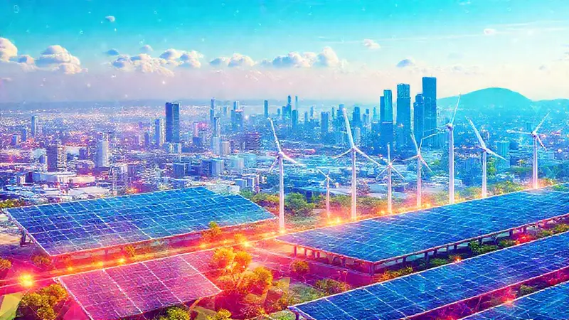 Energía renovable y tecnología innovadora futurista
