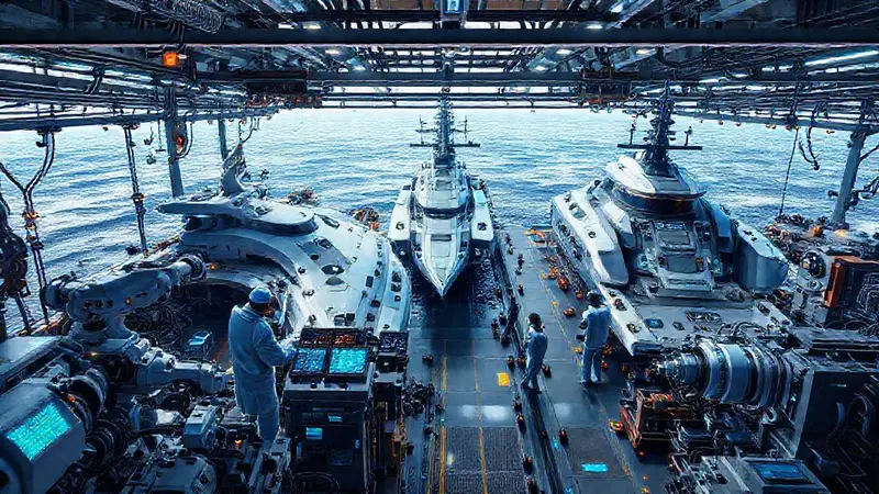 Astilleros futuristas con robótica e innovación naval