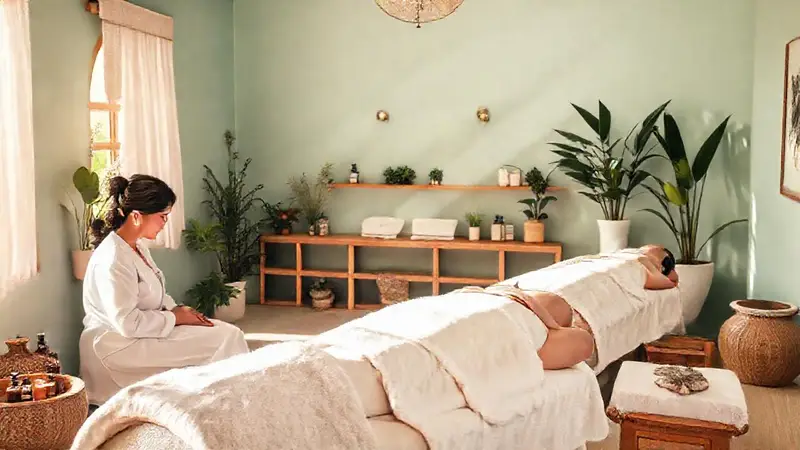 Spa sereno con música y luz natural