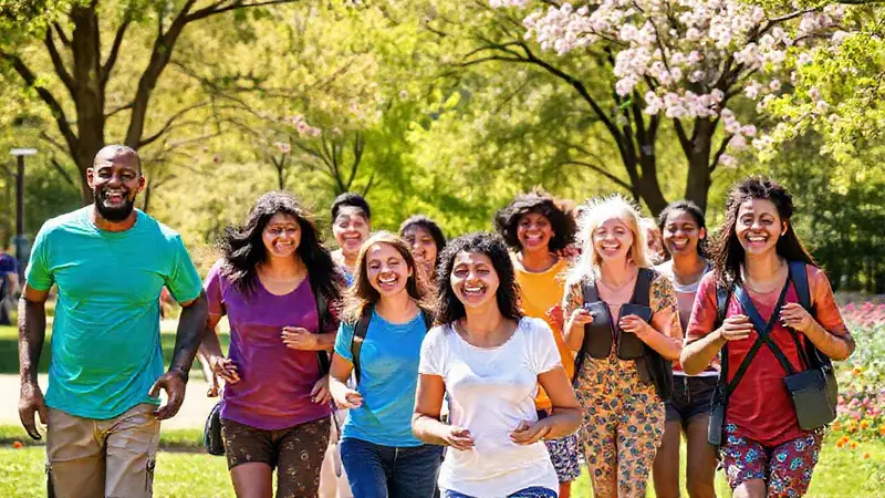 Grupo diverso y feliz en un parque